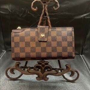 EUC Rita Messi Vegan Checkered Brown Wallet